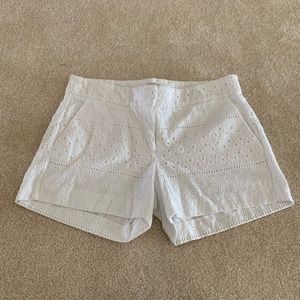 White Embroidered Lace Shorts